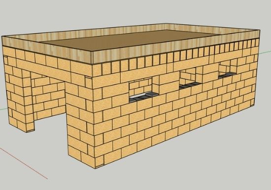Autoconstruction d'une maison en blocs de bois isolés à Gives